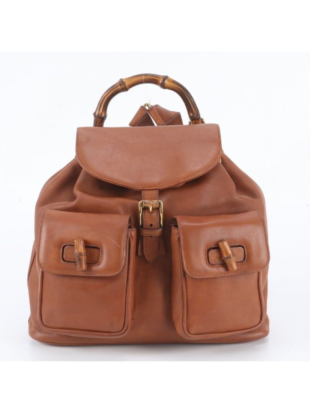 Gucci Vintage Bamboo 003 58 Leather Backpack Shoulder Bag
